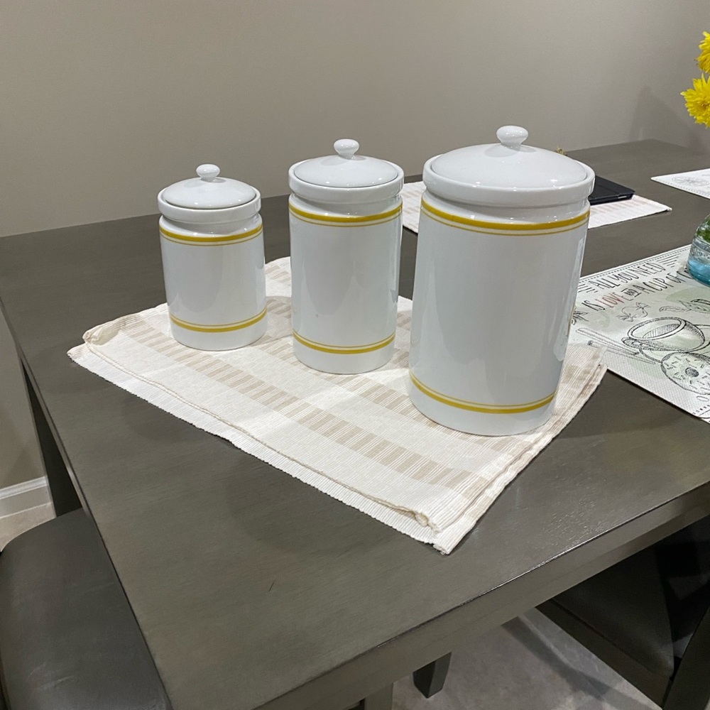 Lemon Print Ceramic Canister Set.  Williams and Sonoma - Picture 2 of 4